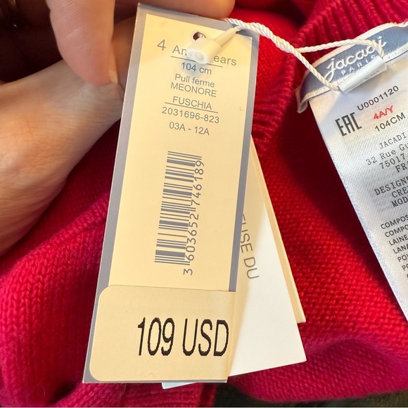 Jacadi Girls Fuchsia Meonore Faux Wrap Sweater size 4A NWT - Picture 6 of 6